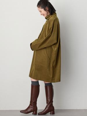 マタニティ ワンピース|フロント開きコーデュロイミニワンピ　マタニティ・授乳服【出産後も長く使える】|オリーブグリーン