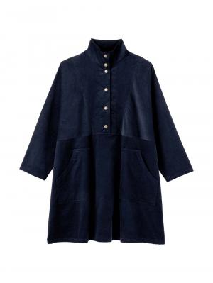 マタニティ ワンピース|フロント開きコーデュロイミニワンピ　マタニティ・授乳服【出産後も長く使える】|ネイビー