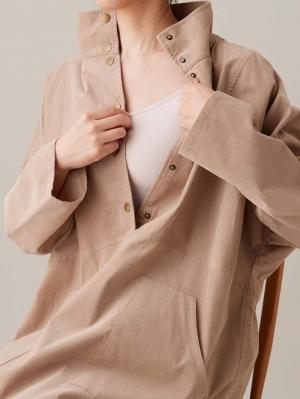 マタニティ ワンピース|フロント開きコーデュロイミニワンピ　マタニティ・授乳服【出産後も長く使える】