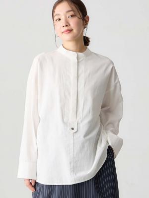 【選んでオトクな割引キャンペーン対象】前開きスタンドカラーシャツ　マタニティ・授乳服【出産後も長く使える】10426