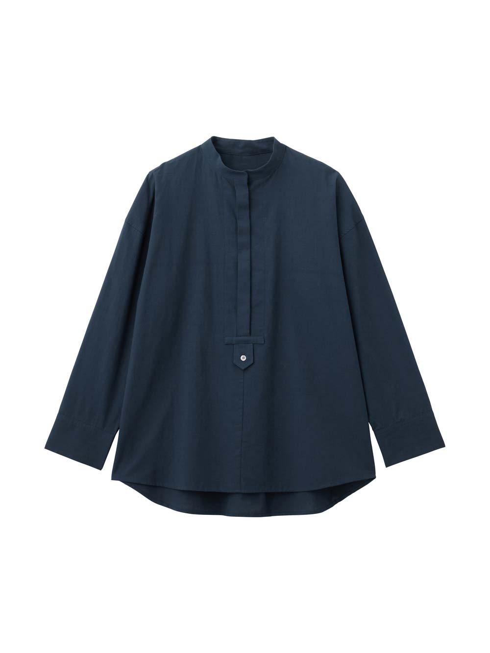 マタニティ トップス|前開きスタンドカラーシャツ　マタニティ・授乳服【出産後も長く使える】|ネイビー