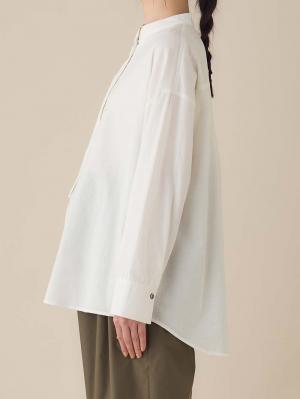 マタニティ トップス|前開きスタンドカラーシャツ　マタニティ・授乳服【出産後も長く使える】