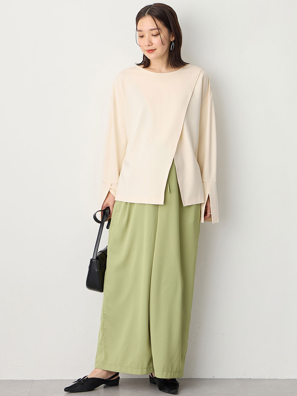 マタニティ トップス|クロススリットベルスリーブプルオーバー マタニティ・授乳服【出産後も長く使える】|オフ