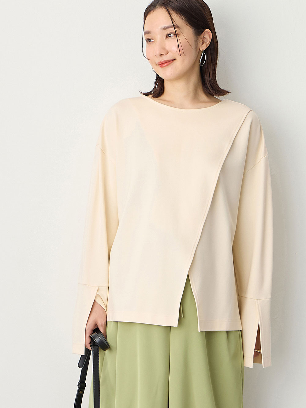 マタニティ トップス|クロススリットベルスリーブプルオーバー マタニティ・授乳服【出産後も長く使える】|オフ