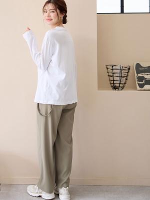 マタニティ トップス|クロススリットカットソー マタニティ・授乳服【出産後も長く使える】|ホワイト