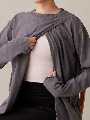 マタニティ トップス|クロススリットカットソー マタニティ・授乳服【出産後も長く使える】