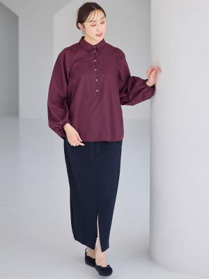 マタニティ トップス|ショルダーギャザーブラウス マタニティ・授乳服【出産後も長く使える】|ボルドー