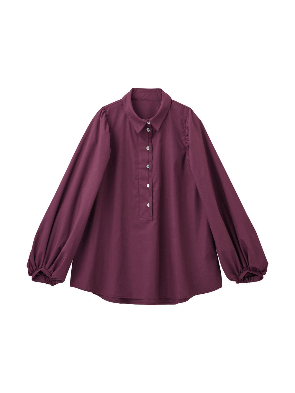 マタニティ トップス|ショルダーギャザーブラウス マタニティ・授乳服【出産後も長く使える】|ボルドー