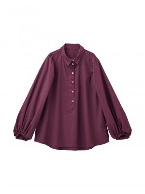 マタニティ トップス|ショルダーギャザーブラウス マタニティ・授乳服【出産後も長く使える】|ボルドー