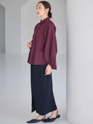 マタニティ トップス|ショルダーギャザーブラウス マタニティ・授乳服【出産後も長く使える】|ボルドー