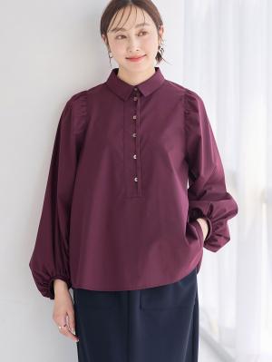 マタニティ トップス|ショルダーギャザーブラウス マタニティ・授乳服【出産後も長く使える】|ボルドー