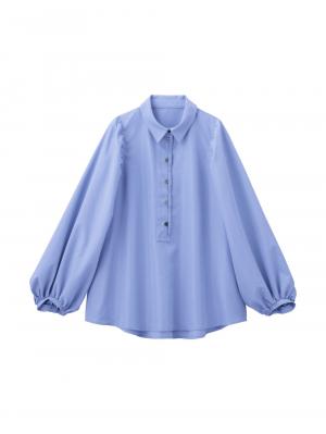 マタニティ トップス|ショルダーギャザーブラウス マタニティ・授乳服【出産後も長く使える】|ブルー