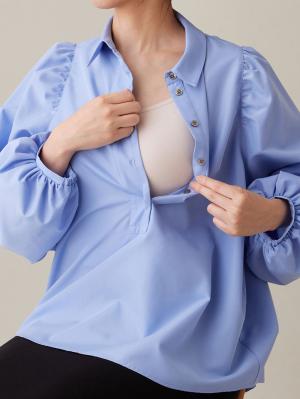 マタニティ トップス|ショルダーギャザーブラウス マタニティ・授乳服【出産後も長く使える】