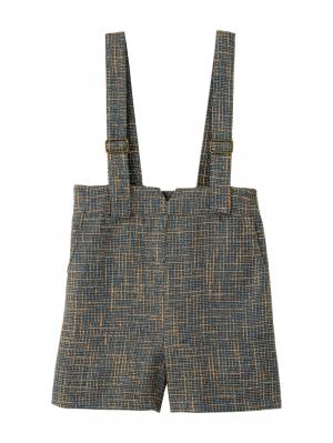 マタニティ パンツ|サスペンダーツィードショートパンツ マタニティ・産後 【出産後も長く使える】|ブルー