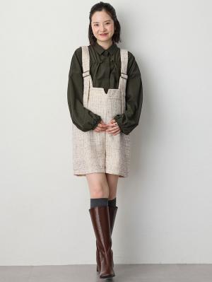 マタニティ パンツ|サスペンダーツィードショートパンツ マタニティ・産後 【出産後も長く使える】|オフ