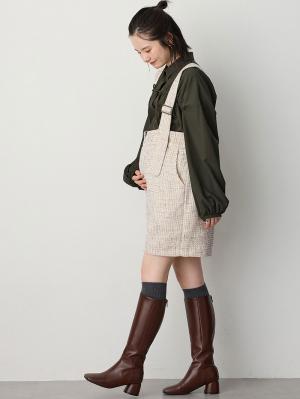 マタニティ パンツ|サスペンダーツィードショートパンツ マタニティ・産後 【出産後も長く使える】|オフ