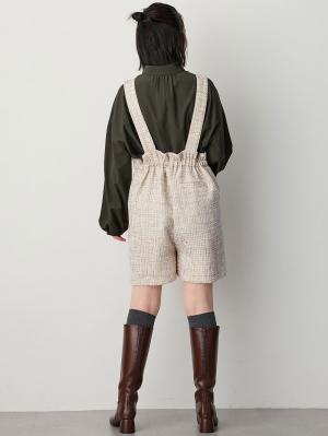 マタニティ パンツ|サスペンダーツィードショートパンツ マタニティ・産後 【出産後も長く使える】|オフ