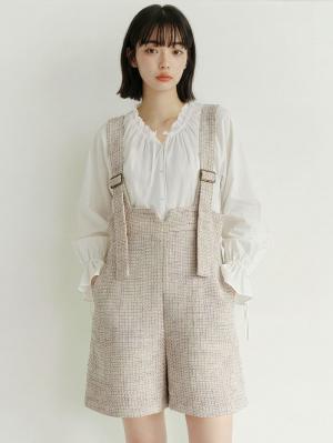 サスペンダーツィードショートパンツ マタニティ・産後 【出産後も長く使える】10432