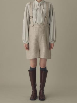 マタニティ パンツ|サスペンダーツィードショートパンツ マタニティ・産後 【出産後も長く使える】