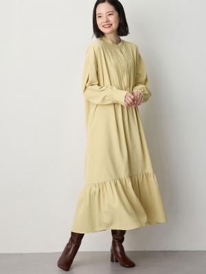 マタニティ ワンピース|【選んでオトクな割引キャンペーン対象】ピンタックワンピース マタニティ・授乳服【出産後も長く使える】|イエロー