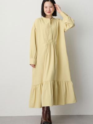 マタニティ ワンピース|【選んでオトクな割引キャンペーン対象】ピンタックワンピース マタニティ・授乳服【出産後も長く使える】|イエロー