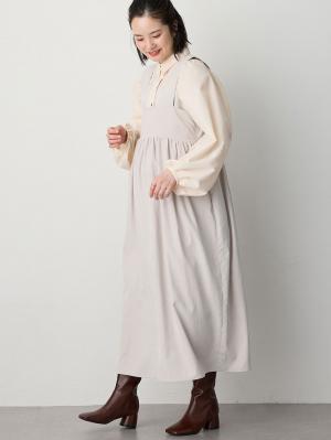 マタニティ ワンピース|【選んでオトクな割引キャンペーン対象】バックリボンキャミワンピース マタニティ・授乳服【出産後も長く使える】|ライトベージュ