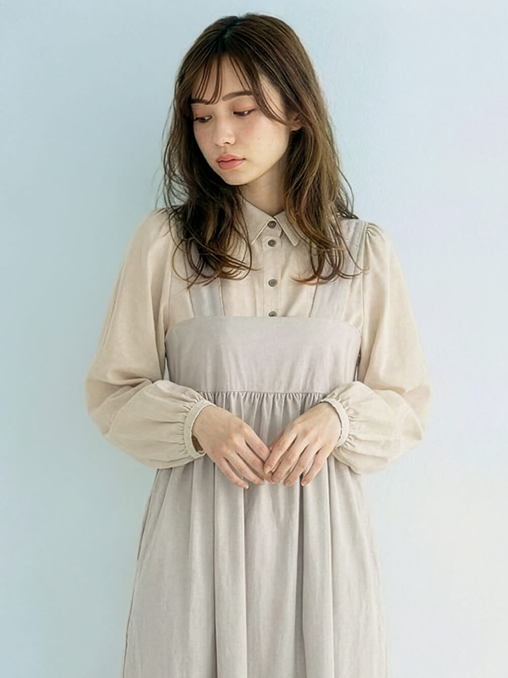 マタニティ ワンピース|バックリボンキャミワンピース マタニティ・授乳服【出産後も長く使える】|ライトベージュ