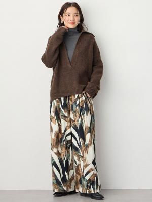 マタニティ パンツ|タックワイドパンツ　マタニティ・産後【出産後も長く使える】|ベージュ