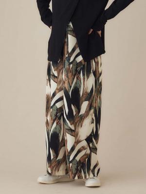 マタニティ パンツ|タックワイドパンツ　マタニティ・産後【出産後も長く使える】|ベージュ