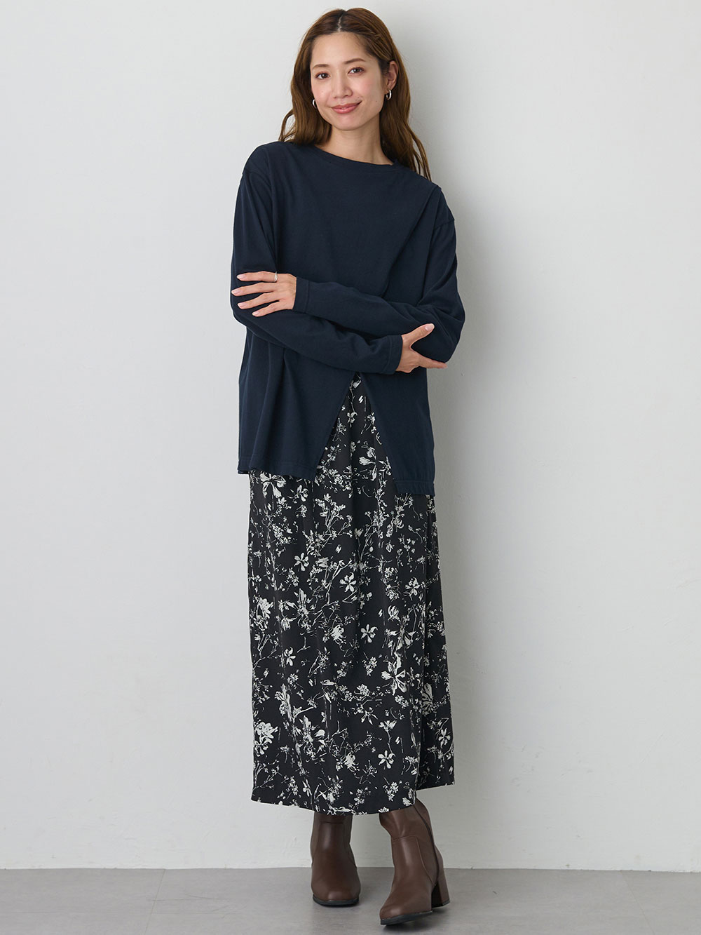 マタニティ スカート|Iラインロングスカート　マタニティ・産後【出産後も長く使える】|ブラック