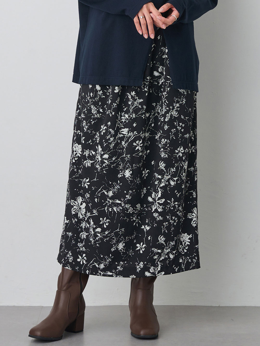 マタニティ スカート|Iラインロングスカート　マタニティ・産後【出産後も長く使える】|ブラック