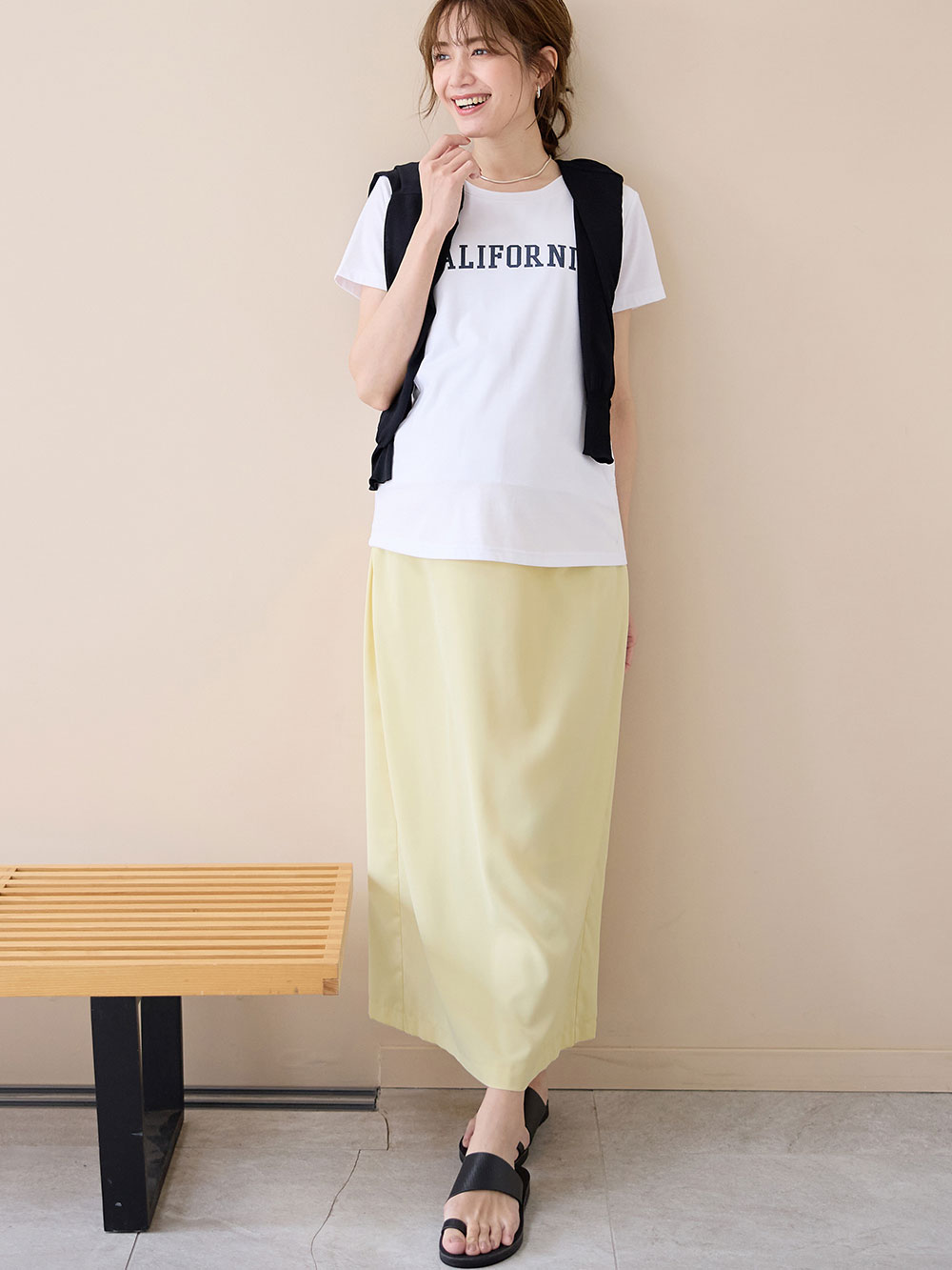 マタニティ スカート|Iラインロングスカート　マタニティ・産後【出産後も長く使える】|イエロー