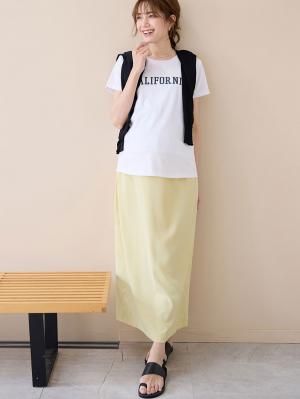 マタニティ スカート|Iラインロングスカート　マタニティ・産後【出産後も長く使える】|イエロー