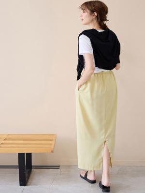 マタニティ スカート|Iラインロングスカート　マタニティ・産後【出産後も長く使える】|イエロー