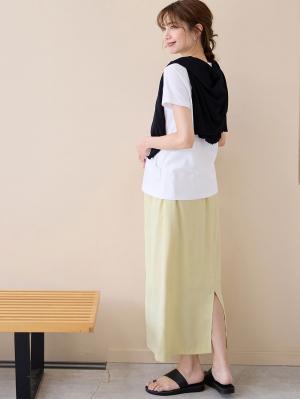マタニティ スカート|Iラインロングスカート　マタニティ・産後【出産後も長く使える】|イエロー