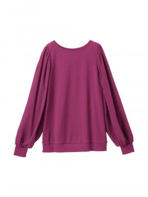 マタニティ トップス|袖シアーニットプルオーバー　マタニティ・授乳服【出産後も長く使える】|パープル