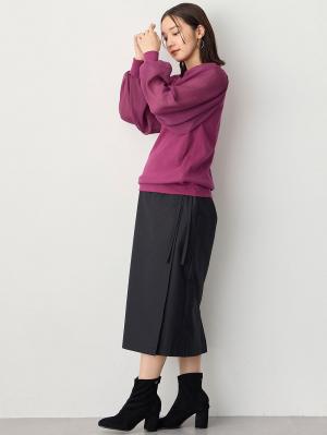 マタニティ トップス|袖シアーニットプルオーバー　マタニティ・授乳服【出産後も長く使える】|パープル