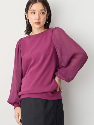 袖シアーニットプルオーバー　マタニティ・授乳服【出産後も長く使える】10438