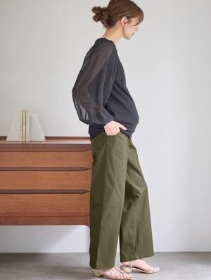 マタニティ トップス|袖シアーニットプルオーバー　マタニティ・授乳服【出産後も長く使える】|ブラック