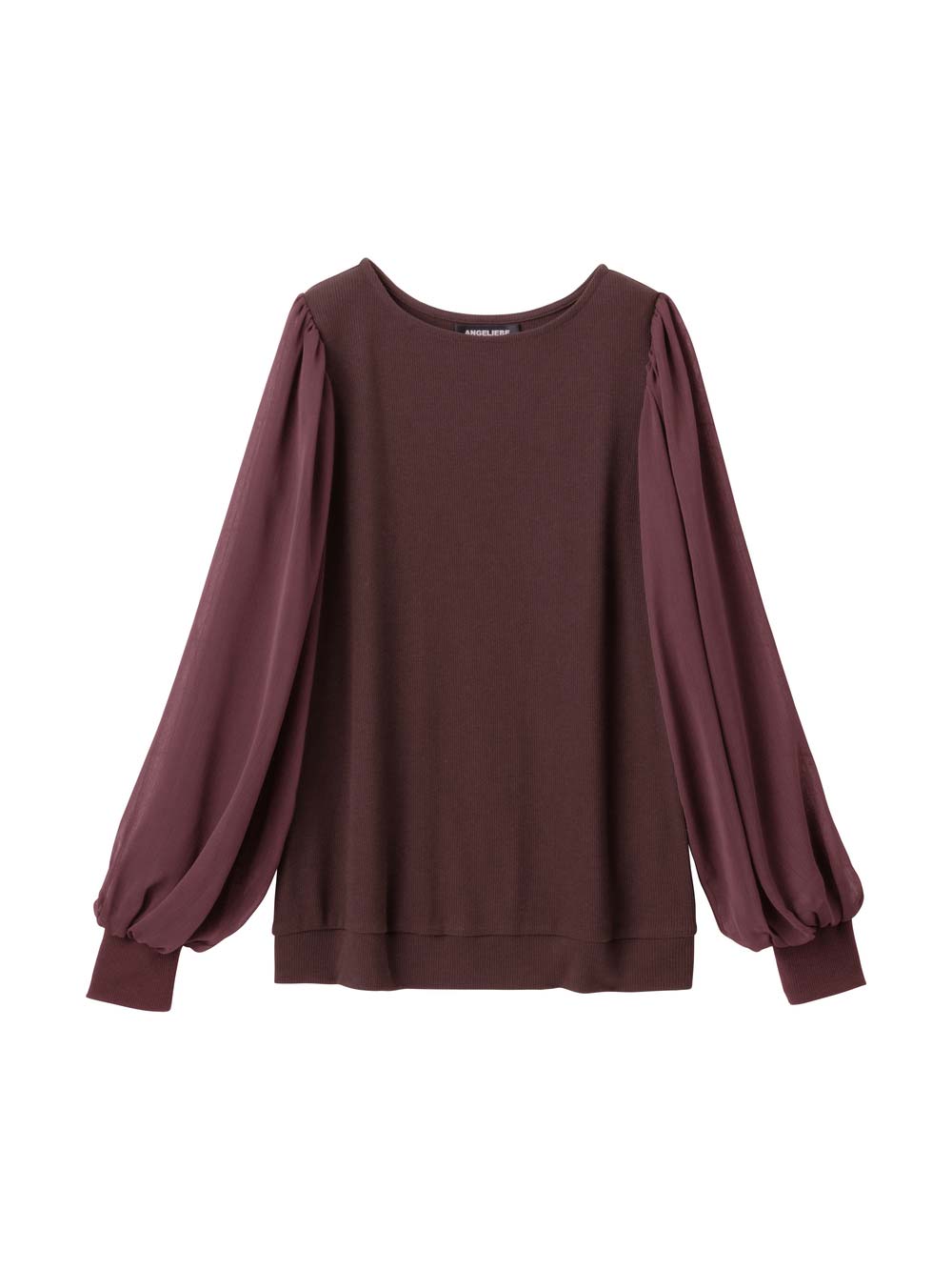 マタニティ トップス|袖シアーニットプルオーバー　マタニティ・授乳服【出産後も長く使える】|ブラウン