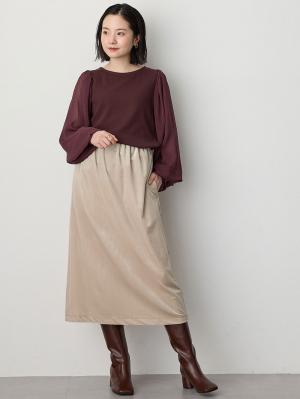 マタニティ トップス|袖シアーニットプルオーバー　マタニティ・授乳服【出産後も長く使える】|ブラウン