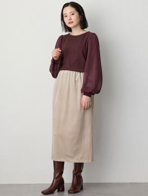 マタニティ トップス|袖シアーニットプルオーバー　マタニティ・授乳服【出産後も長く使える】|ブラウン