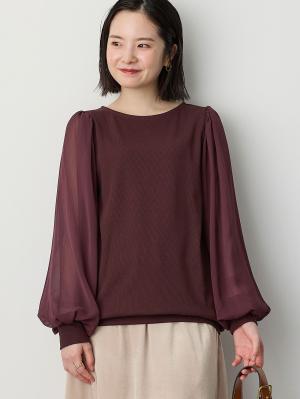 袖シアーニットプルオーバー　マタニティ・授乳服【出産後も長く使える】10438