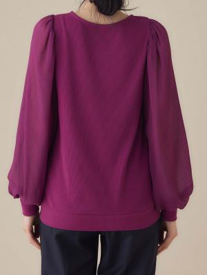 マタニティ トップス|袖シアーニットプルオーバー　マタニティ・授乳服【出産後も長く使える】