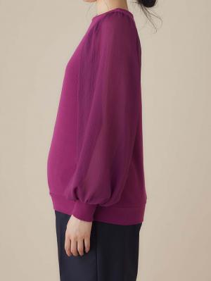 マタニティ トップス|袖シアーニットプルオーバー　マタニティ・授乳服【出産後も長く使える】