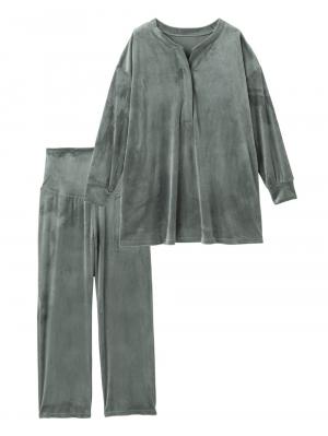 マタニティ パジャマ・ルームウェア|ソフトコールパジャマ マタニティ・授乳服【出産後も長く使える】|ライトグレー