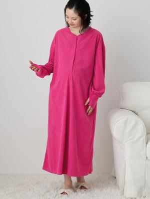 マタニティ パジャマ・ルームウェア|前開きルームウェアワンピース マタニティ・授乳服【出産後も長く使える】|ピンクパープル