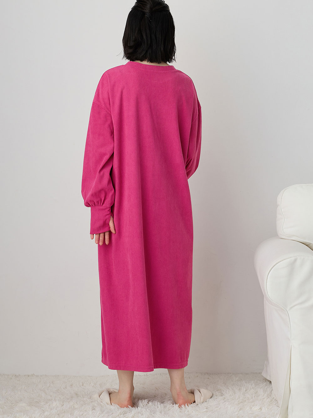 マタニティ パジャマ・ルームウェア|前開きルームウェアワンピース マタニティ・授乳服【出産後も長く使える】|ピンクパープル