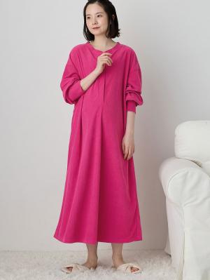 マタニティ パジャマ・ルームウェア|前開きルームウェアワンピース マタニティ・授乳服【出産後も長く使える】|ピンクパープル