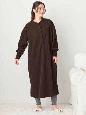 マタニティ パジャマ・ルームウェア|前開きルームウェアワンピース マタニティ・授乳服【出産後も長く使える】|ブラウン